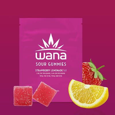 Wana Sour Gummies Strawberry Lemonade 1:1