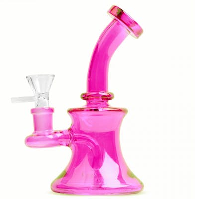 5" Bubbler w UFO Perc - Pink Day Glow 5" Bubbler w UFO Perc