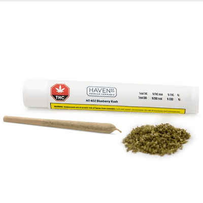 No 402 Blueberry Kush - Haven St - No. 402 Blueberry Kush 1 x 1g Pre-Roll