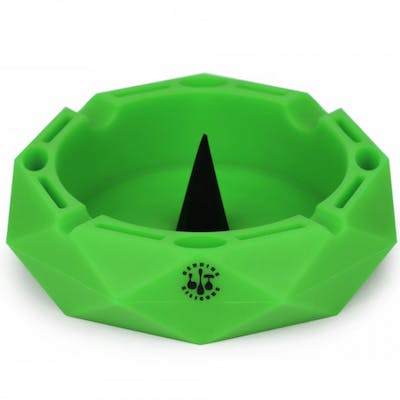 Lit Silicone Round Green Ashtray w/Debowler