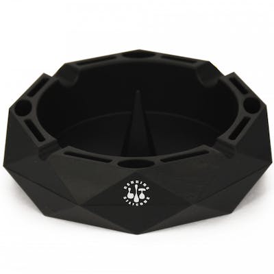 Lit Silicone Round Black Ashtray w/Debowler