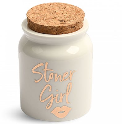 Stoner Girl Ceramic Stash Jar - Stoner Girl Ceramic Stash Jar White