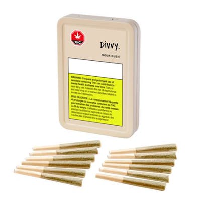 Sour Kush 12 x 0.35g Pre-Rolls - Divvy - Sour Kush 12 x 0.35g Pre-Rolls