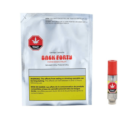 Forbidden Fruit Vape Cartridge - Back Forty - Forbidden Fruit Indica 1.0 g Prefilled Vape Cartridge