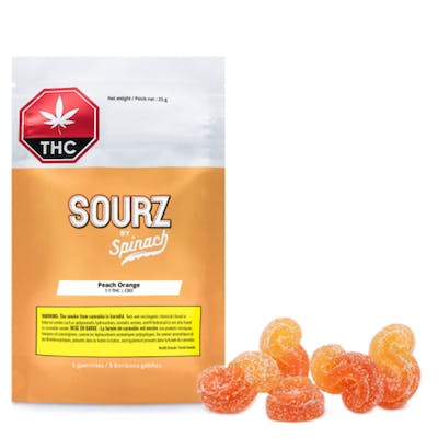 SOURZ by Spinach - SOURZ by Spinach Peach Orange 1:1 Soft Chews 5x5 g