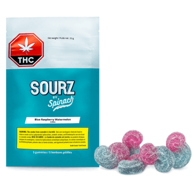 SOURZ by Spinach - SOURZ by Spinach Blue Raspberry Watermelon Soft Chews 5x5 g