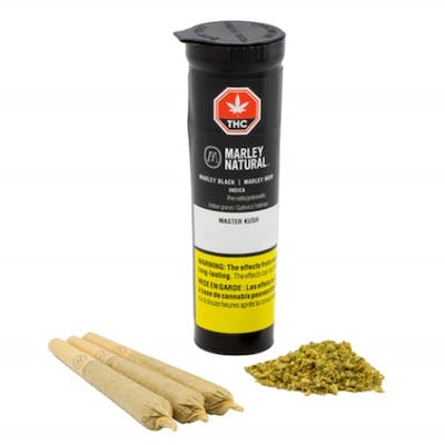 Marley Black Master Kush Pre-Rolls - Marley Naturals - Marley Black Master Kush 3 x 0.5g Pre-Rolls