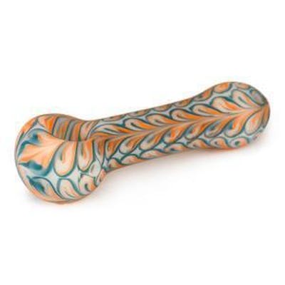 Red Eye Glass Pipes - 4.5" Frosted Paisley White & Orange