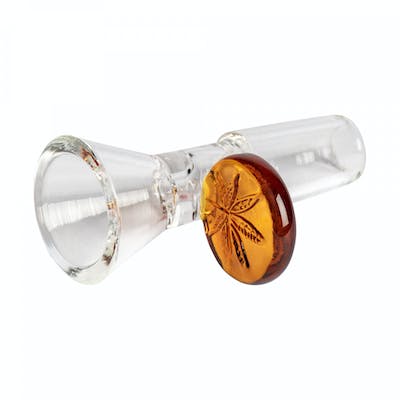 Bowls - Red Eye Tek - Cone Pull-Out w/ Leaf Stamped Handle - Amber