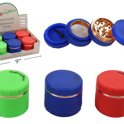 Grinder - Moji Mellow - Silicone 4pc Grinder Assorted Colors - Assorted Colors