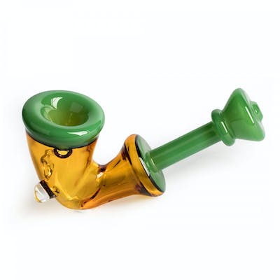 Hand Pipe - Red Eye Tek - Calabash - Green & Yellow