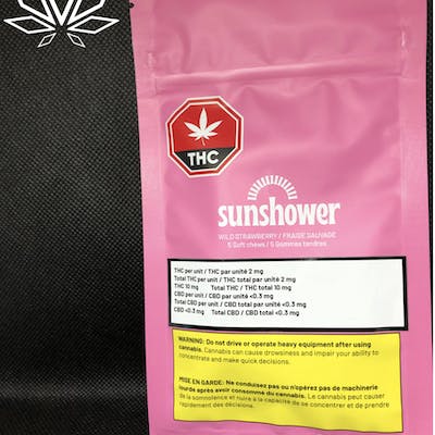 Sunshower Wild Strawberry THC Soft Chews x5