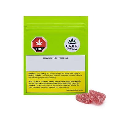 Wana Quick | Strawberry Lime Soft Chews | 10mg THC + 10mg CBD