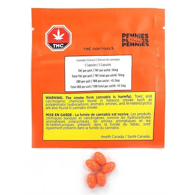 Pennies | THC Capsules 5 Pack | 50mg THC