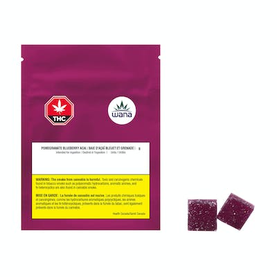 Wana | Pomegranate Blueberry Acai Soft Chews | 50mg CBD + 10mg THC