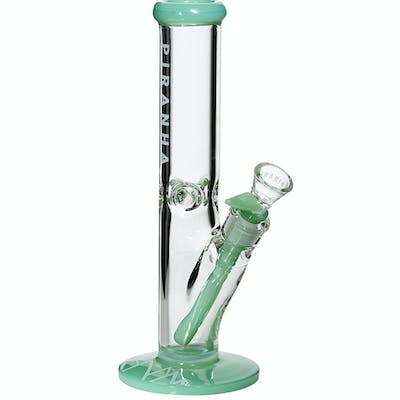 Piranha Glass | Jade Green Straight Tube Bong | 12"