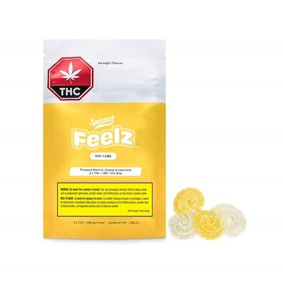 Spinach | FEELZ Pineapple Starfruit Chews | 10mg THC + 5mg CBG