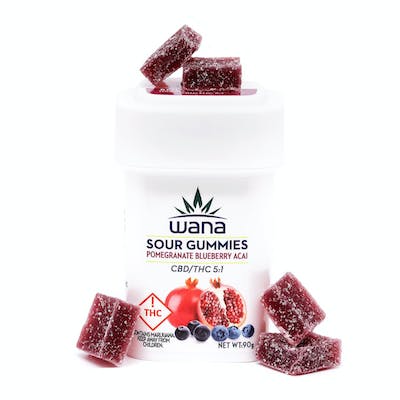 Wana: Pomegranate Blueberry Sour 2x4.5g Soft Chew